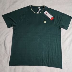 Fila Tennis Center Court Ace Shirt Men's Medium $85 NWT Seamless Crew Green